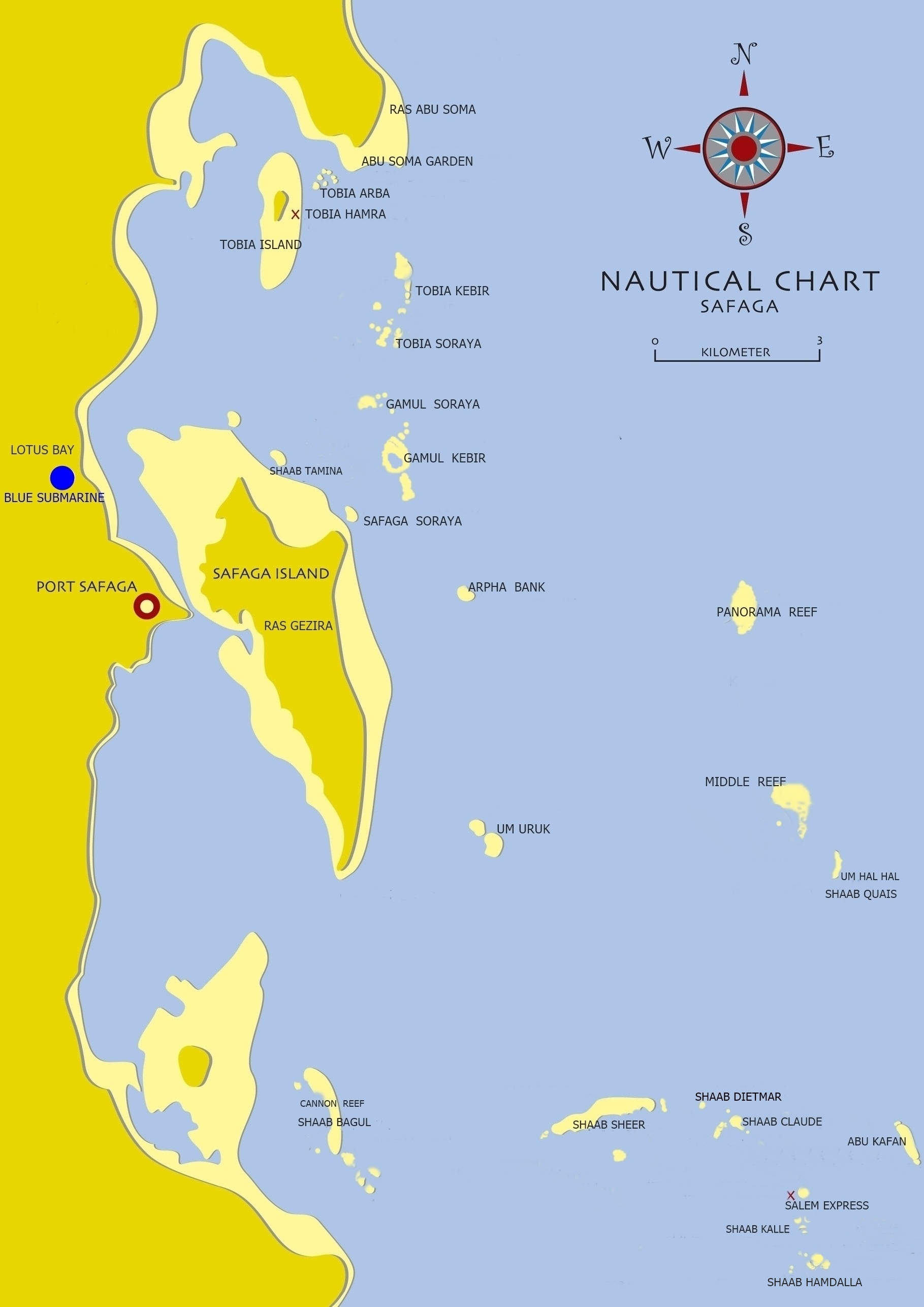 Mappa Totale Punti di Immersione Safaga